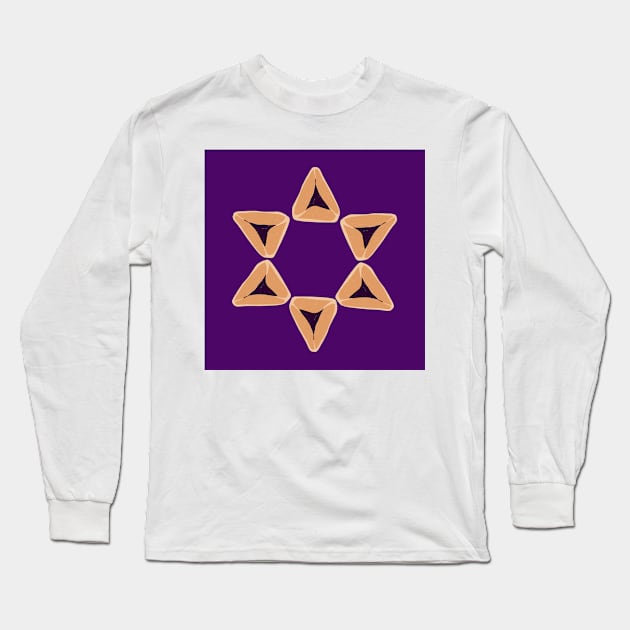 Purple Hamantaschen Star Long Sleeve T-Shirt by TillaCrowne